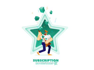 Logo-illustration for Subscription Rockstars podcast channel branding identity illustration logo subscription typography