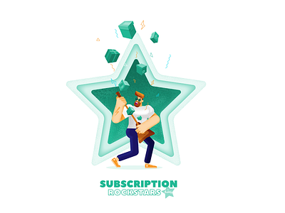 Logo-illustration for Subscription Rockstars podcast channel