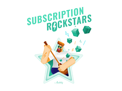 Logo-illustration for Subscription Rockstars podcast channel branding icon identity illustration subscription typography vector
