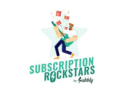 Logo-illustration for Subscription Rockstars podcast channel branding identity illustration subscription typography vector