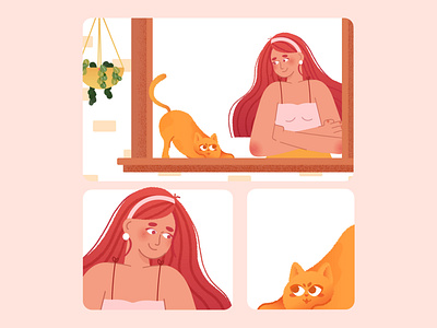 Cat Gurl adobe illustrator cat character design girl illustration pink ui window woman women