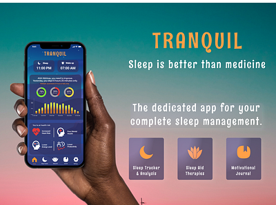 TRANQUIL - sleep management app app calm design meditation mobile sleep ui ux yoga