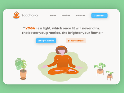 Saadhana - Yoga service website's landing page