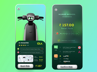 OLA Electric Scooter Booking App app design e-byke e-scooter electric india ola ola electric payment rapido uber ui ux