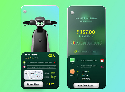 OLA Electric Scooter Booking App app design e byke e scooter electric india ola ola electric payment rapido uber ui ux