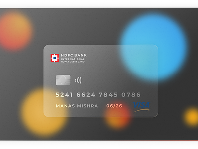 Glassmorphism Debit Card branding credit card debit card design finance glassmorphism graphic design hdfc india mobile payment ui ux
