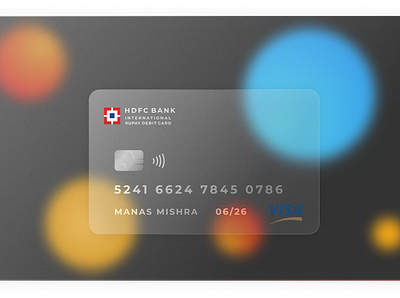 Glassmorphism Debit Card branding credit card debit card design finance glassmorphism graphic design hdfc india mobile payment ui ux