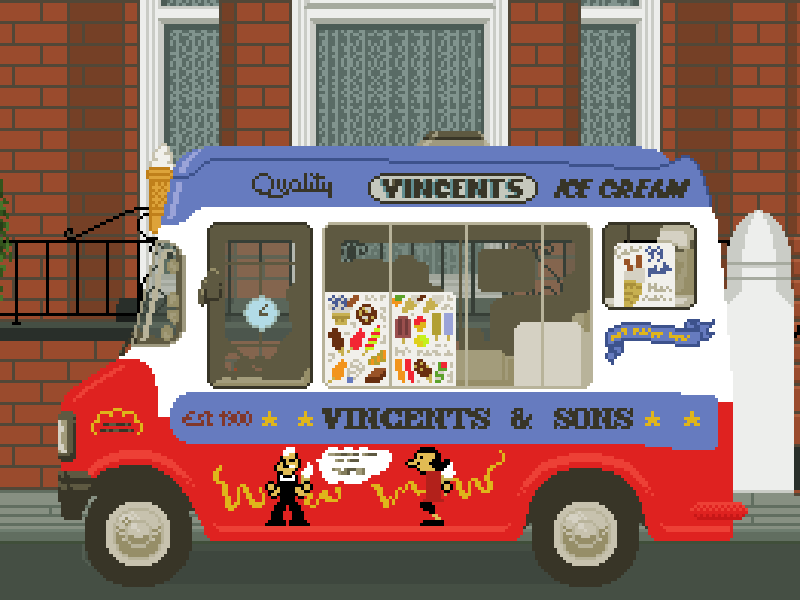 Vinny animation gif ice cream ice cream van illustration manchester pixel art salford street van vincents