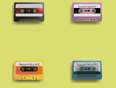 Audio Tapes 90s audio audiotape design illustration retrowave vector vintage