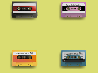 Audio Tapes 90s audio audiotape design illustration retrowave vector vintage