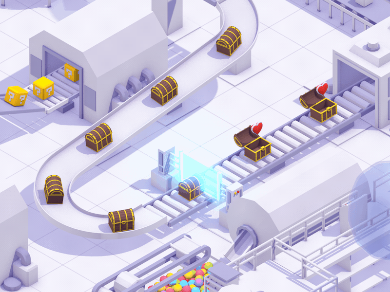 Twitch Weekly assembly line c4d factory isometric loop twitch twitch weekly