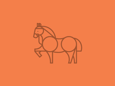 Horse animal circle horse icon line logo midcentury orange pet simple