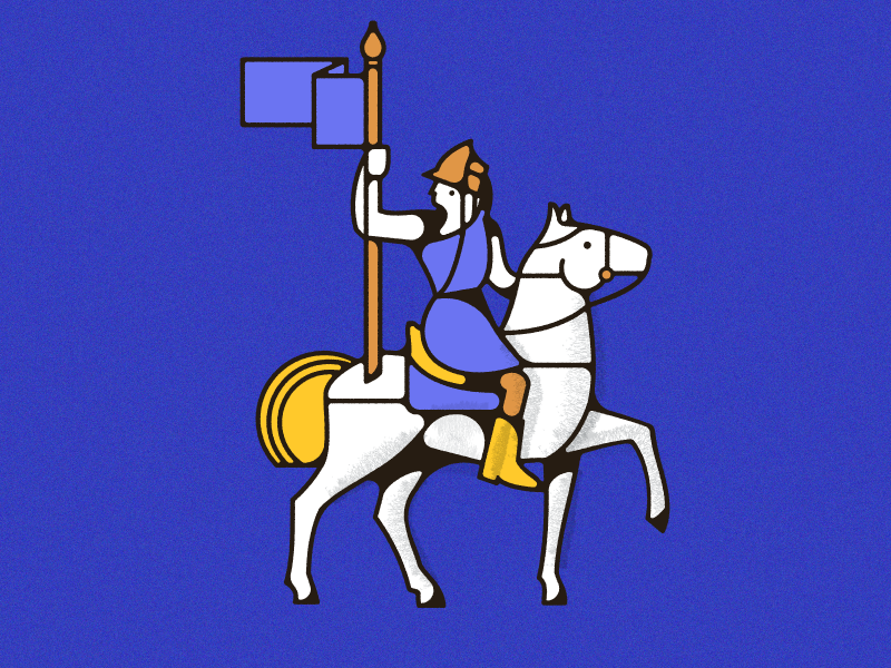 Conquistador midcentury monoweight flag soldier horse