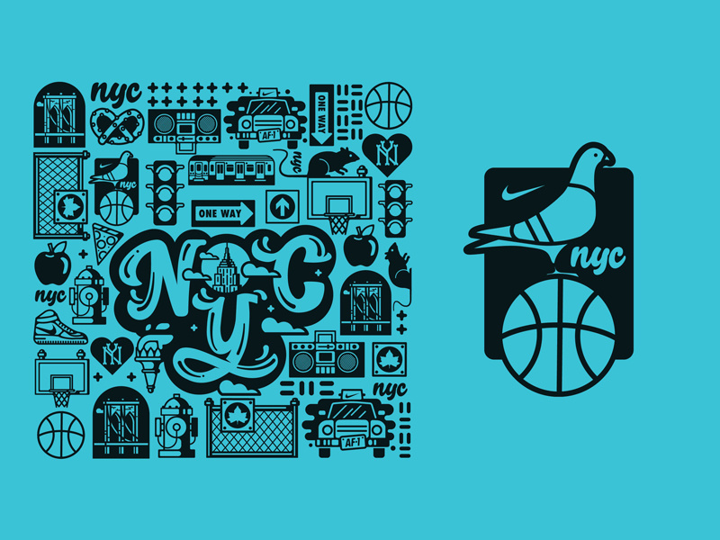 Nike AF-1 NYC Custom Graphics basketball pretzel type cab pigeon sneaker new york nyc nike