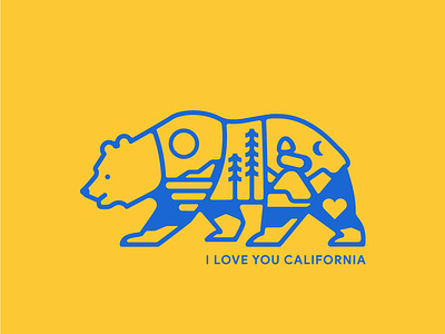 I Love You California bear california desert logo mountain ocean state animal vector