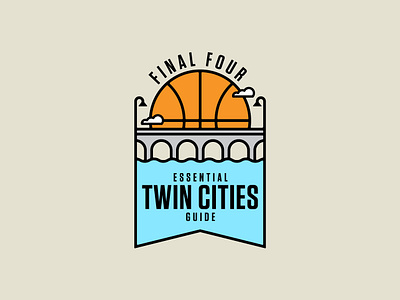 Final Four badge basketball bridge city logo minneapolis minnesota monoline northwest river sports twin cities