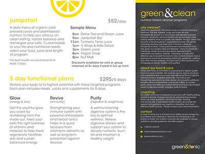 Green & Clean Cleanse Programs branding cleanse juice bar print rack card