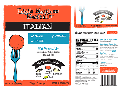 Heidis Meatless Label Redesign - Italian food food packaging label packaging product