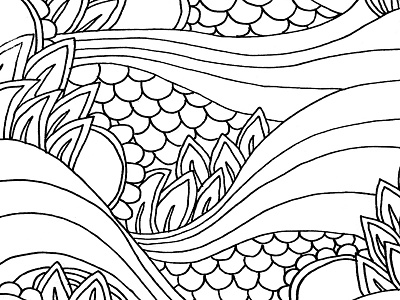Under the Sea Coloring Page abstract adult and art black book coloring line ocean sea water white