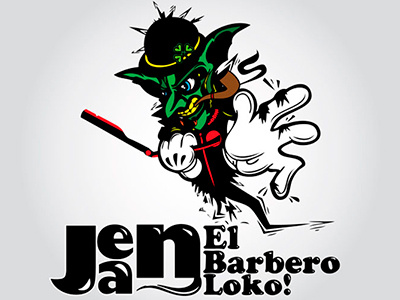 Jean El Barbero Loko barber comic crazy goblin illustration logo