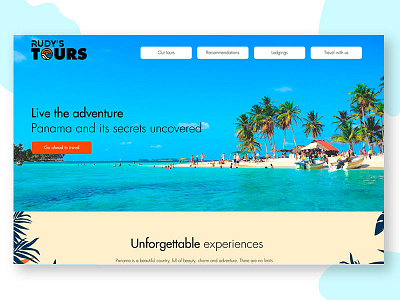 Rudys Tours website WIP beach colorful header illustration panama responsive tours web design