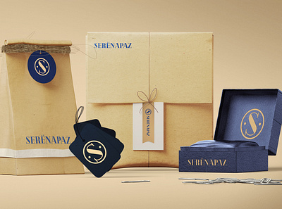 Serenapaz branding bag design blue branding card design logo packaging sticker design typography