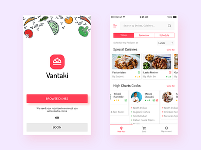 Vantaki Food Ordering App food food and drink food app foodie ui uidesign uiux ux vantaki