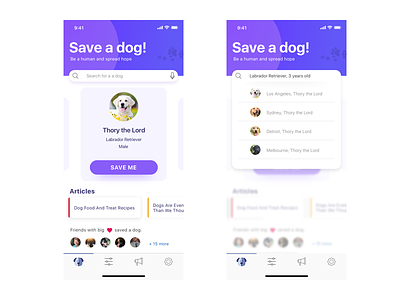 Save a dog! adopt app concept clean design iphone x pet sketch app ui user interface ux