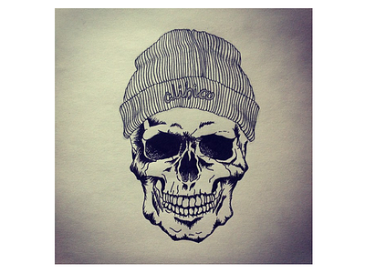 Alibico alibi alibico beanie bmx drawing illustration ink pen pencil sketch skull