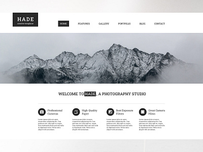 Hade, landing page