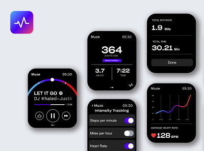 Muze app apple watch branding design fitness ui ux