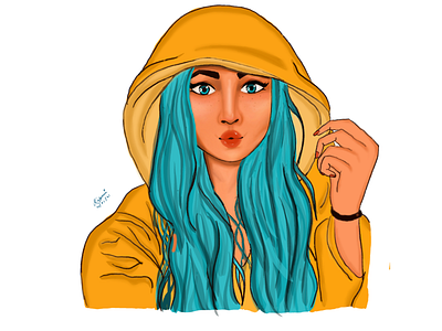 Yellow hoodie design digitalpainting graphic design illustration portrait procreate