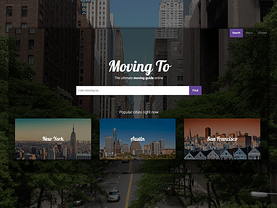 Moving Guide website austin bootstrap design landing page new york purple web website