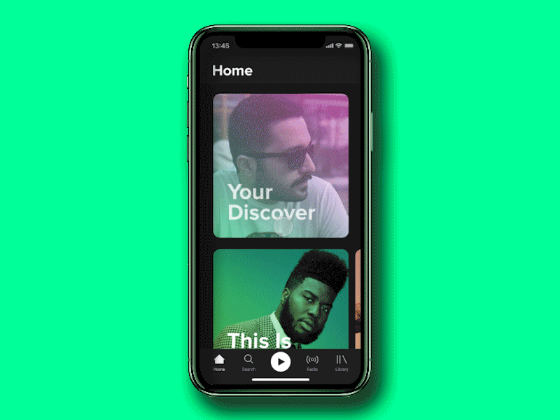 Spotify Redesign home song paging prototype animate principle discover redesign app player music spotify