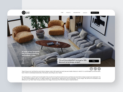 Home page for interior design studio