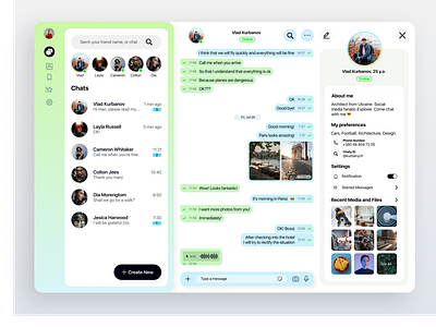 Messenger Dashboard UI app design audio chat chat app design message messaging app messenger notification product design settings status ui ux video whatsapp