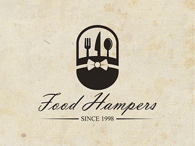 Food Hamper basket cuisine food fork hamper illustration kitchen knife logo ribbon spoon