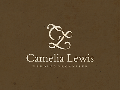 Camelia Lewis c l lettering logo ribbon typo wedding wedding organizer