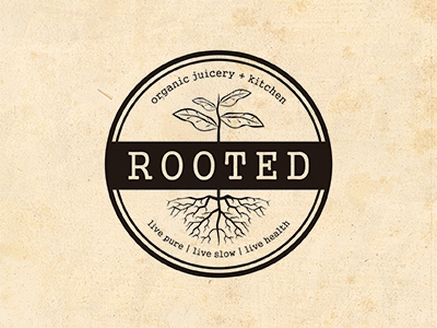 Rooted beverages food juice kitchen logo organic root