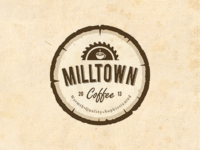 Milltown coffee logging logo saw wood