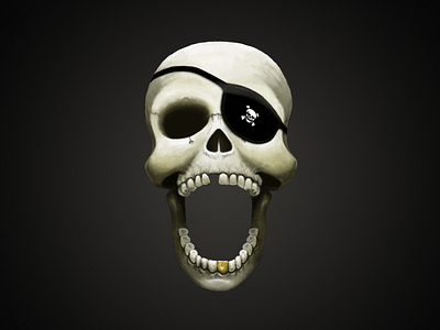 Skull digital art eye patch illustration painting pirate skull