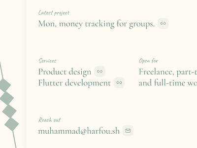 harfou.sh ✦ Typography branding design landing logo minimalist olive page personal portfolio ui