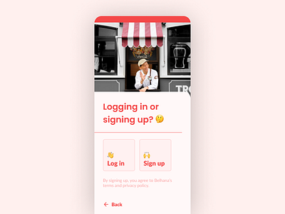 Log in / Sign up • Restaurant Management App (Belhana) android app app design belhana emojis flutter ios login minimal restaurants signup simplistic ui ux