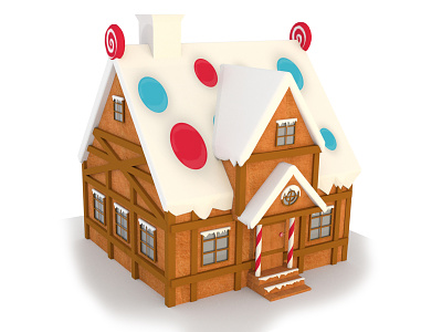 Gingerbread House 3D Model - Hansel & Gretel 3d design 3d model game design gingerbread gingerbread house hansel and gretel model texturing