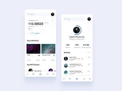 NFT Mobile App app blockchain cryptocurrency design figma light mobile nft nfts ui uidesign ux