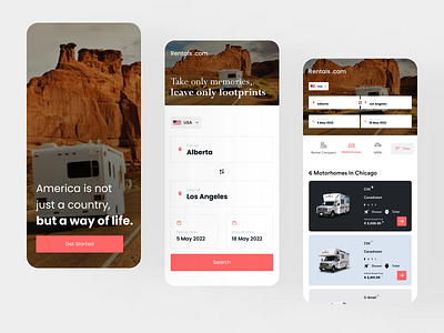 Motor homes Rental App Concept