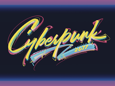 Cyberpunk 2077 apparel calligraphy design graphic design handwritten lettering procreate typography
