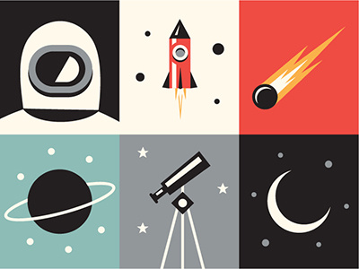 Space astronaut planet rocket science sky space star vector