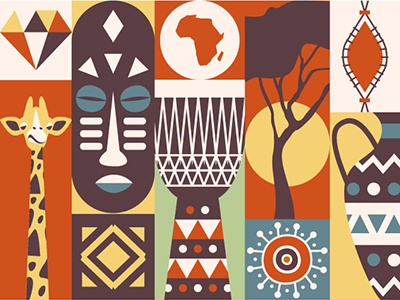 Africa africa drum face mask summer sun traditional travel tree vector world