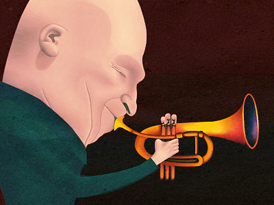 Trubach bald illustration music musician trubach